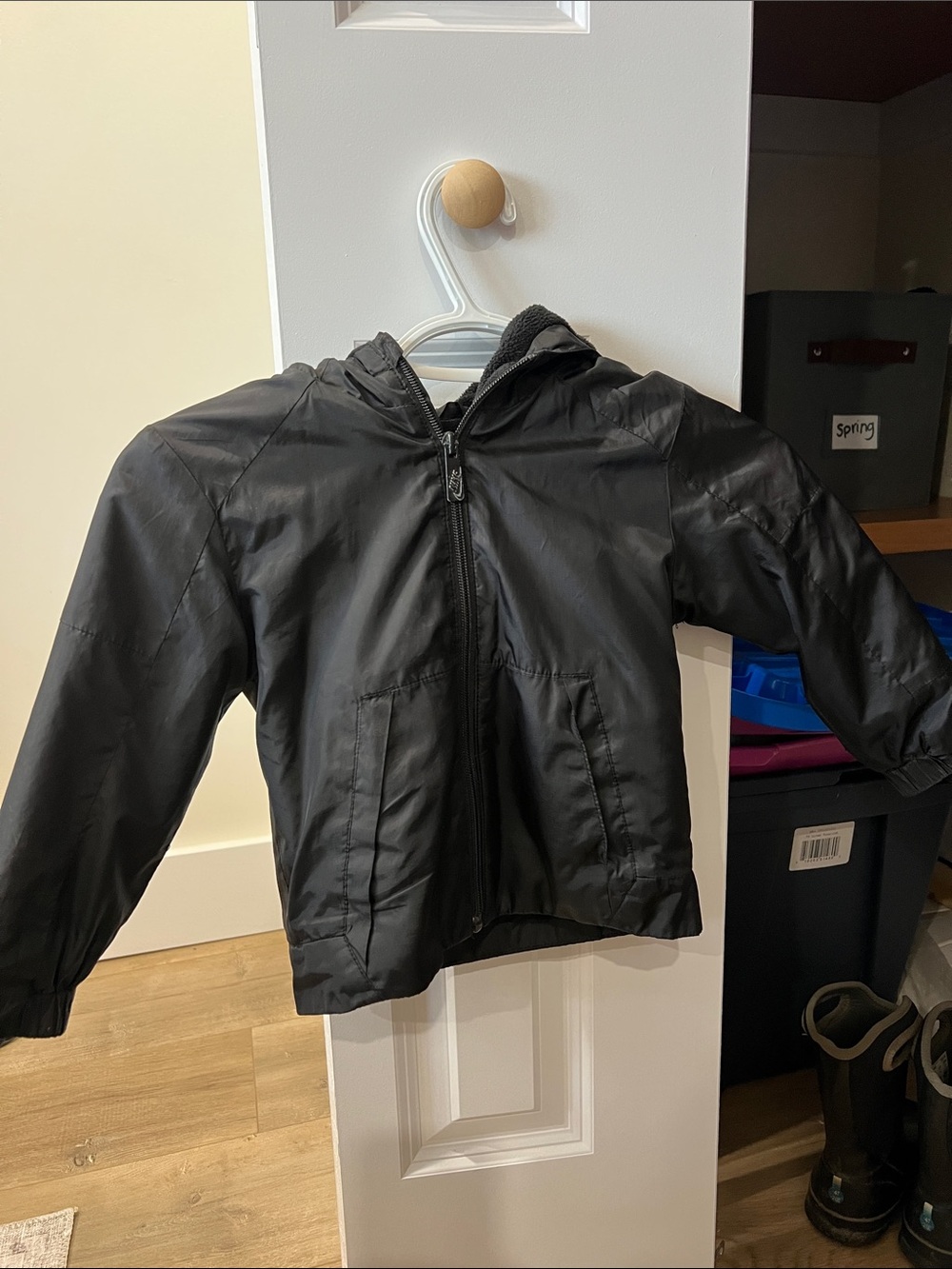 Nike Kids Black Hooded Rain Jacket